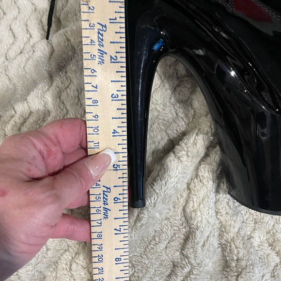 NWB SIZE 9 PLEASER ADORE3050 BLACK 7" PLATFORM LACE UP THIGH HIGH W/SIDE ZIPPER - Picture 9 of 12